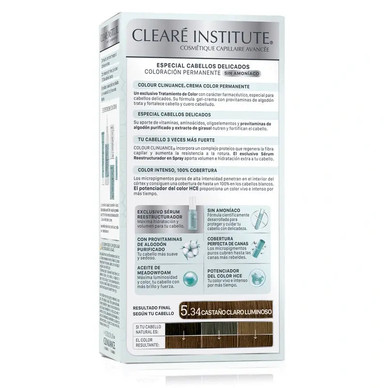 Clearé Institute Colour Clinuance Coloration permanente sans ammoniaque 5.34 Light Brown Luminous