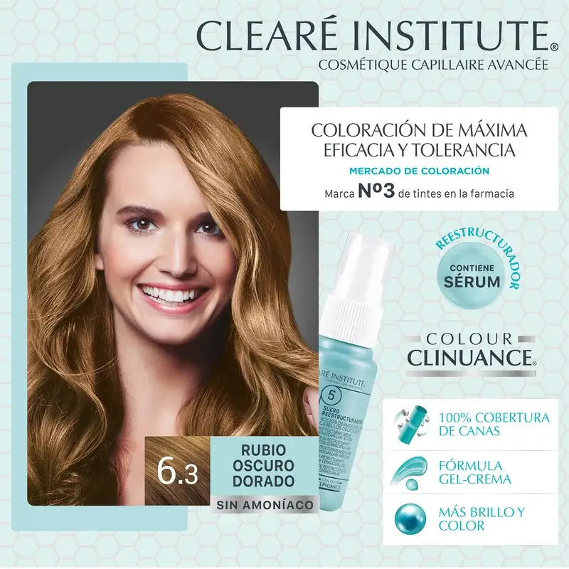 Clearé Institute Colour Clinuance Couleur permanente sans ammoniaque 6.3 Blond foncé doré