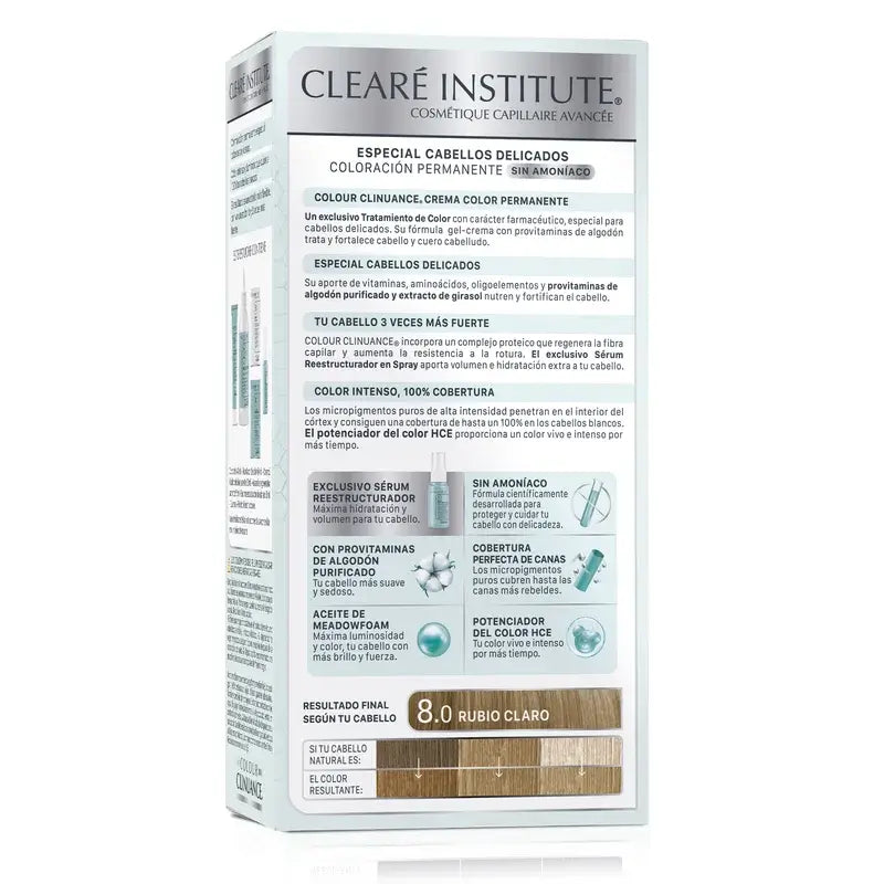 Clearé Institute Colour Clinuance Couleur permanente sans ammoniaque 8.0 Blond clair
