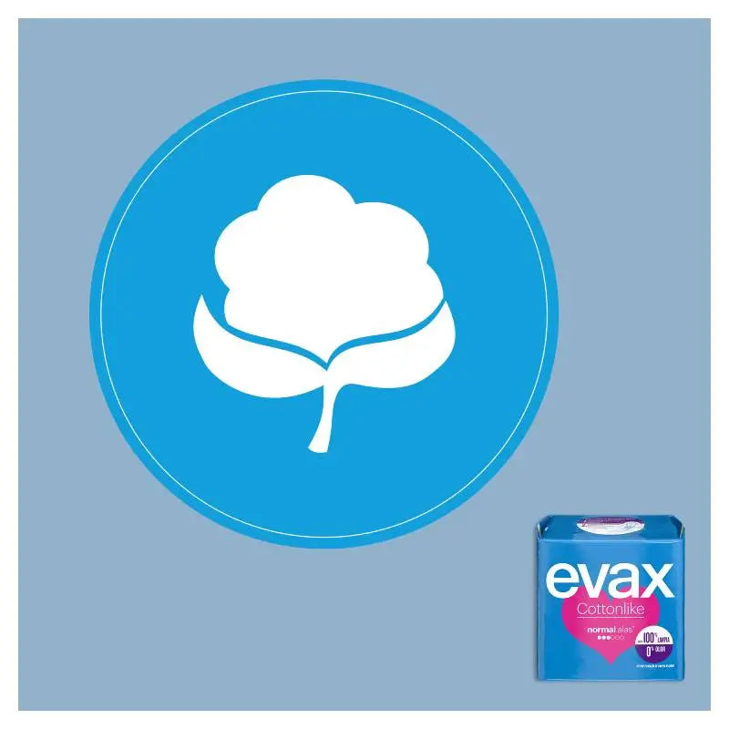Compresses normales en coton Evax avec ailettes 16 unités