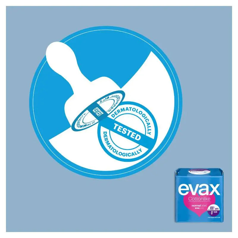 Compresses normales en coton Evax avec ailettes 16 unités