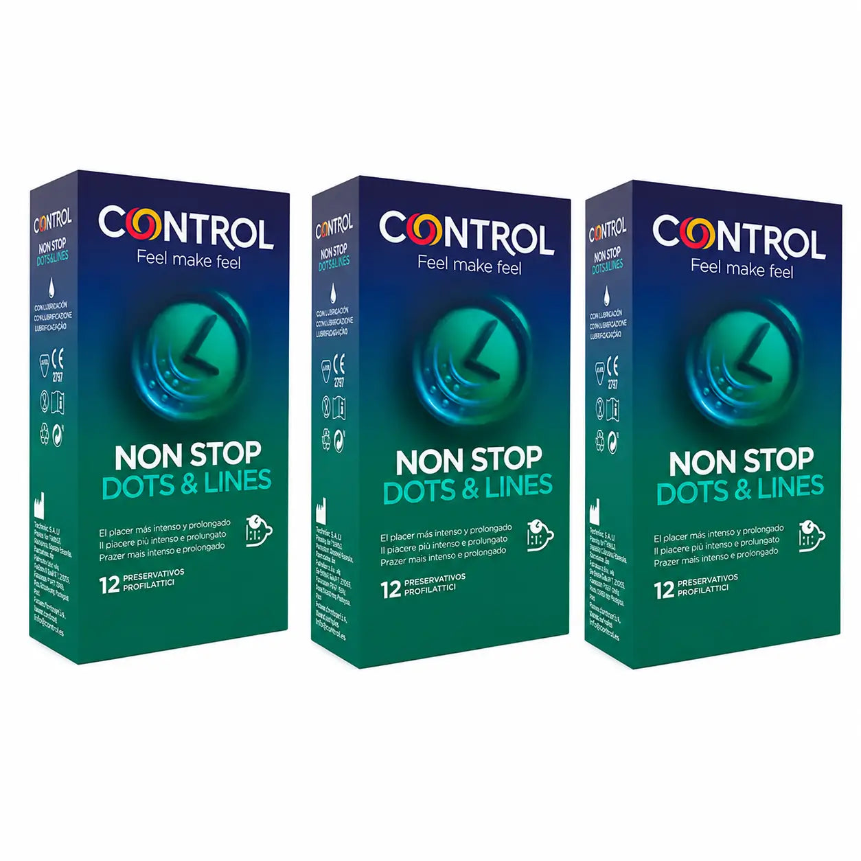 Control Non Stop Dots & Lines, 12 pièces, paquet de 3