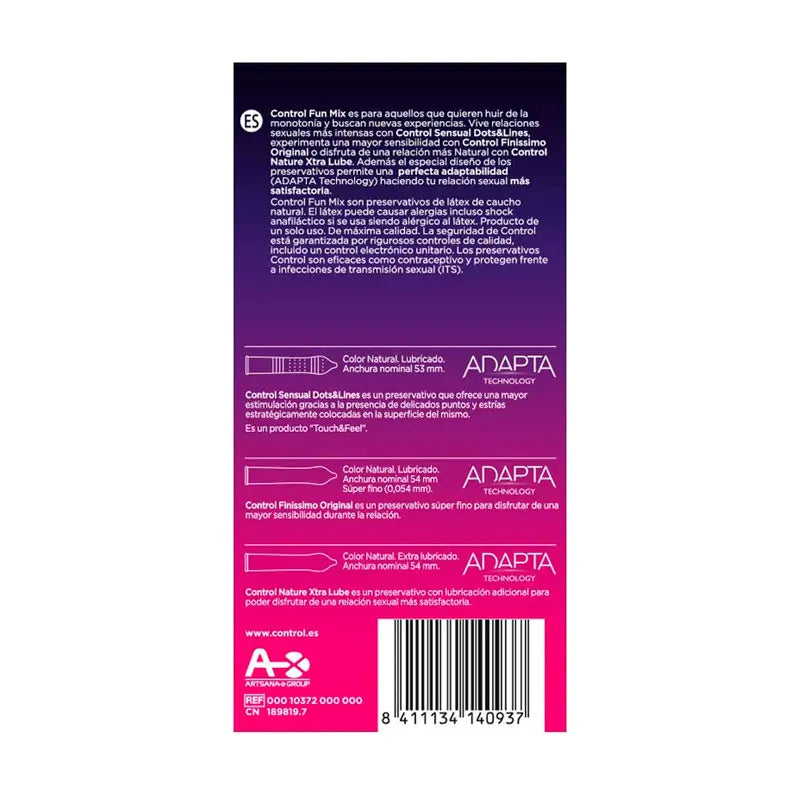 Control Condom Fun Mix, 6 préservatifs assortis