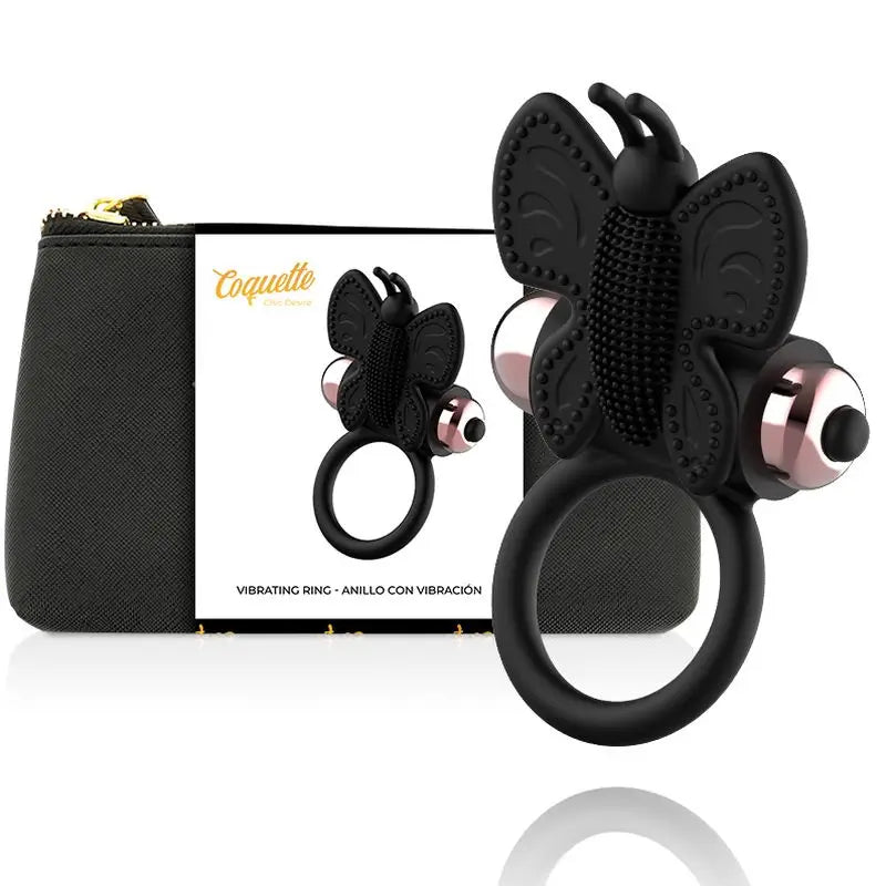 Coquette Chic Desire Cock Ring Butterfly Vibrating Ring Black / Gold