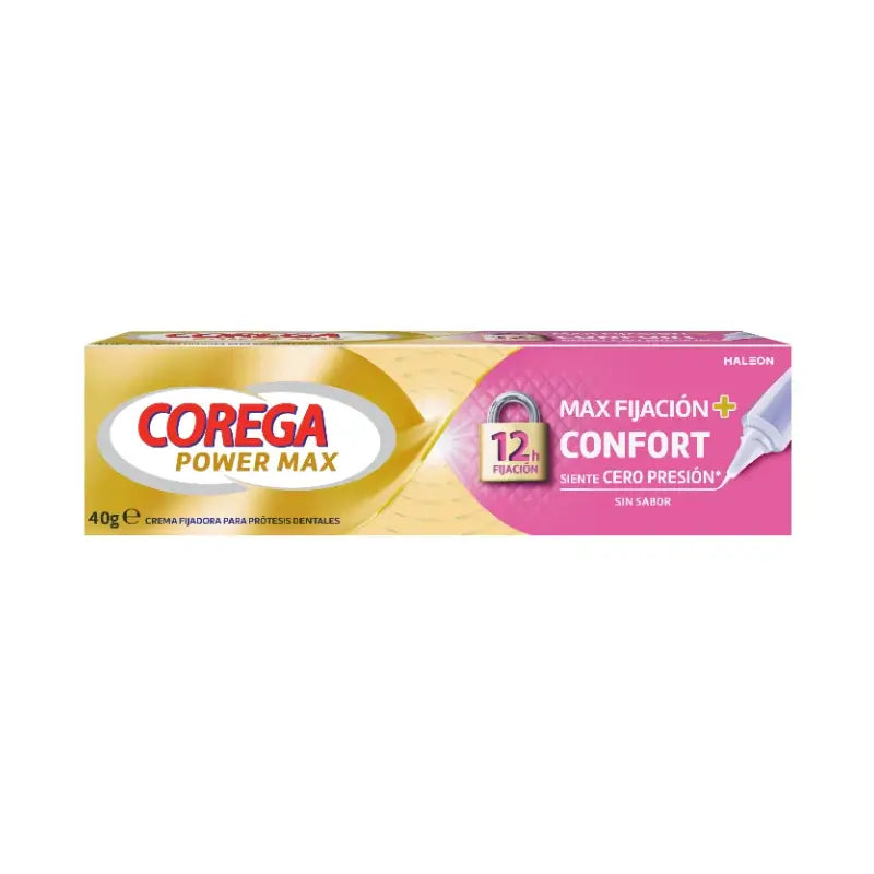Corega Max Fixation + Comfort Fixing Cream pour prothèses dentaires, 40 gr