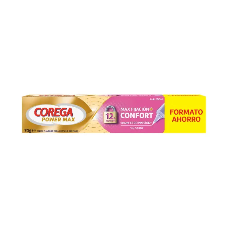 Corega Max Fixation + Comfort Fixing Cream pour prothèses dentaires, 70 gr