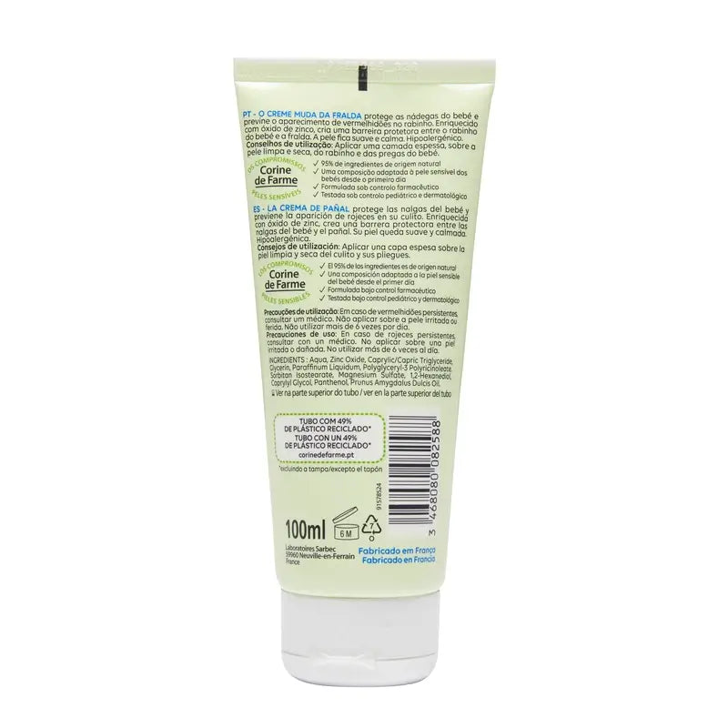 Corine De Farme Crème pour le change au Calendula avec oxyde de zinc, 100 ml