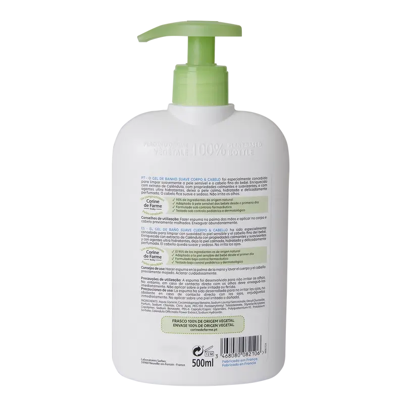 Corine De Farme Gel de bain ultra hydratant au Calendula, 500 ml