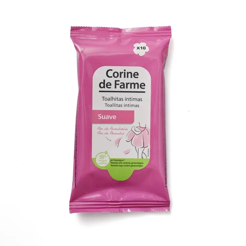 Corine De Farme Gentle Wipes Adult Intimate Hygiene , 10 pieces
