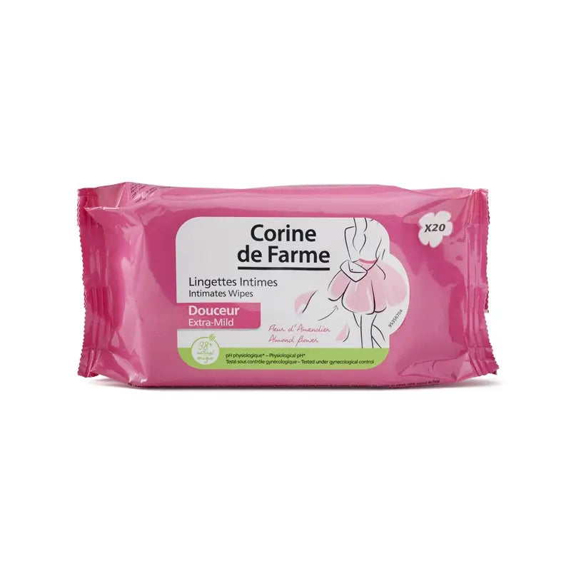 Corine De Farme Gentle Wipes Adult Intimate Hygiene , 20 pieces
