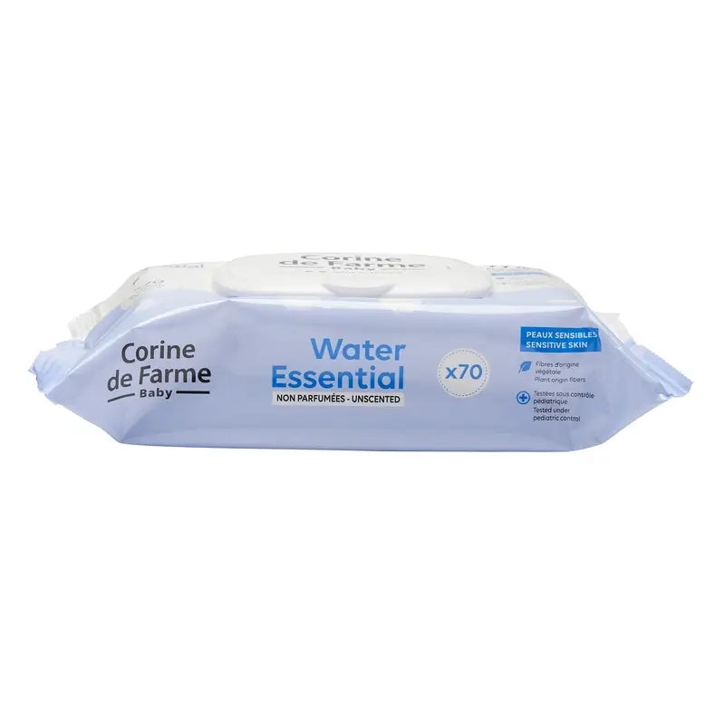 Corine De Farme Lingettes biodégradables essentielles à l'eau, 70 pcs.