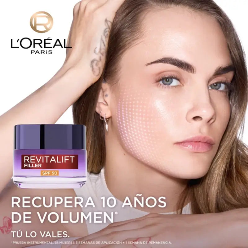 L'Oréal Paris Crème Reconstituante Intensive avec Acide Hyaluronique et Spf 50 : Volume et Protection Uvb/Uva