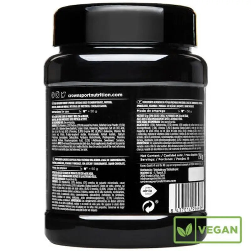 Crown Sport Nutrition 3:1 Vegan Recovery+ Chocolat, 750 g (15 portions)