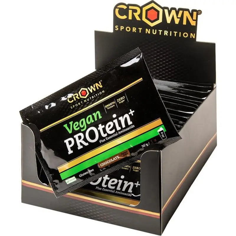Crown Sport Nutrition Vegan Protein+ Chocolate Single Dose , 18 x 30 grams