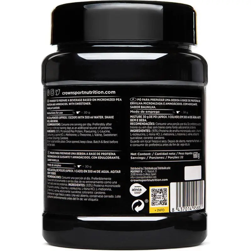 Crown Sport Nutrition Vegan Protein+ Vanilla , 660g (22 portions)