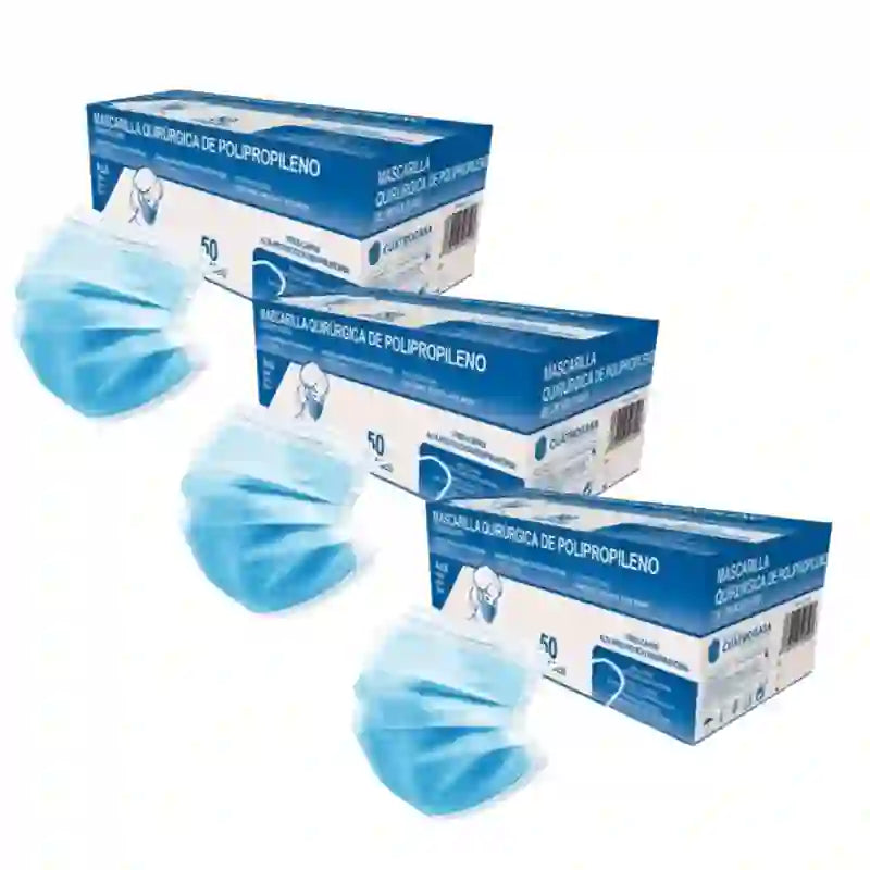 Cuatrogasa Cuatrogasa Masque en polypropylène bleu à 3 couches, 3X50 unités