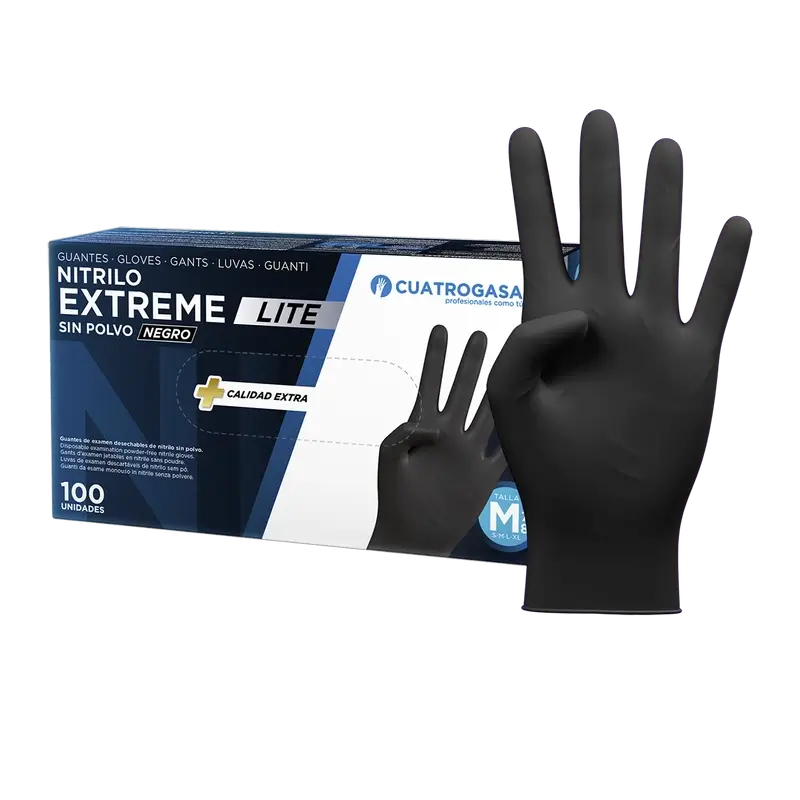 Cuatrogasa Nitrile Glove Extreme Lite Black M, 100 units