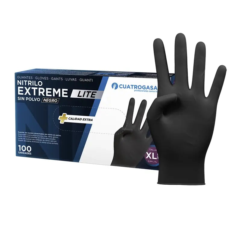 Cuatrogasa Nitrile Glove Extreme Lite Black Xl, 100 units