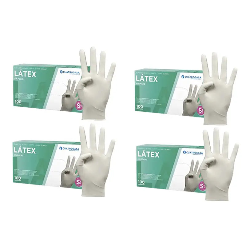 Cuatrogasa Latex Powder Free Gloves White Size S, 4X100 Units
