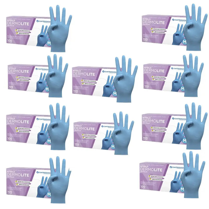 Cuatrogasa Powder Free Vinyl Gloves Blue Size M, 10X100 Units