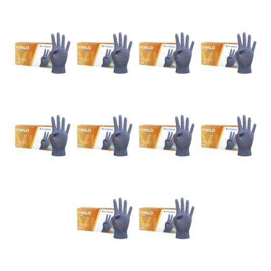 Cuatrogasa Gants en vinyle sans poudre Bleu Taille M, 10X100 unités