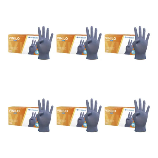 Cuatrogasa Gants en vinyle sans poudre Bleu Taille M, 6X100 unités