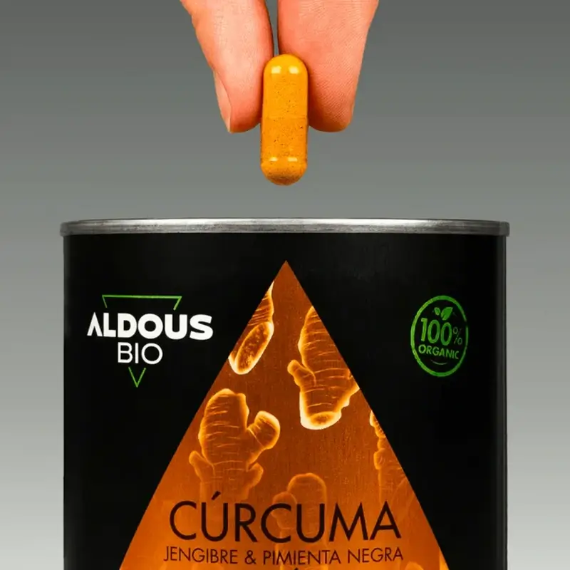 Aldous Bio Curcuma au Gingembre et Poivre Noir avec Probiotiques, 250 gélules