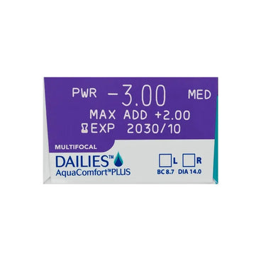 Lentilles multifocales quotidiennes Dailies AquaComfort Plus, 30 unités