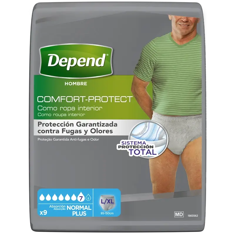Depend Normal L/Xl Adult Male Diaper , 9 pieces