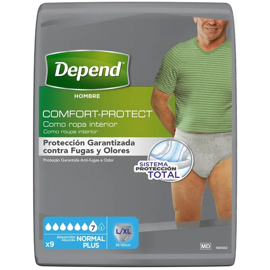 Depend Normal L/Xl Adult Male Diaper , 9 pieces