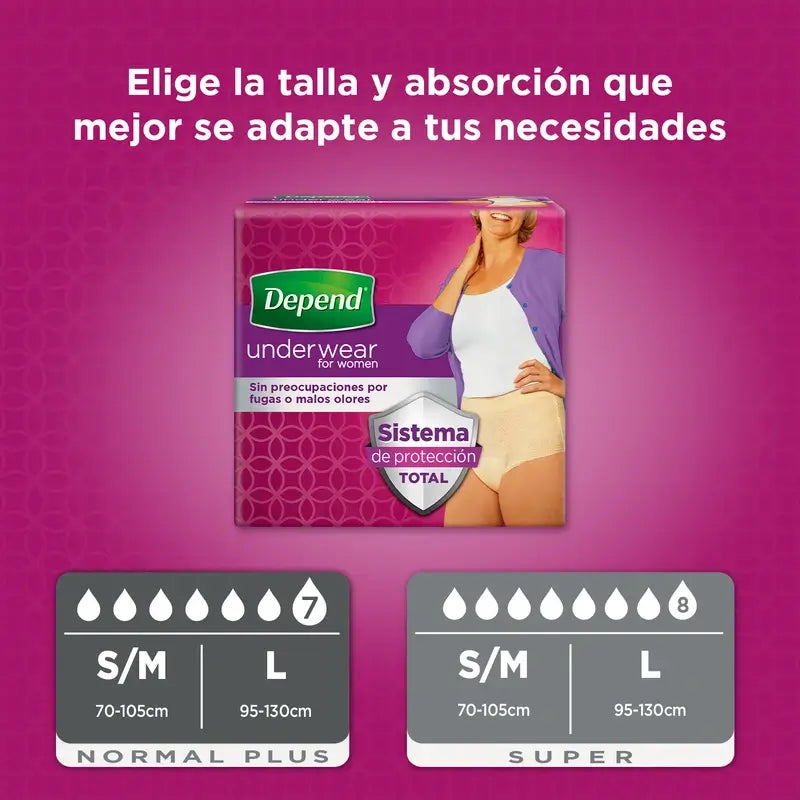 Depend Couche Adulte Normal S/M Femme, 10 pièces