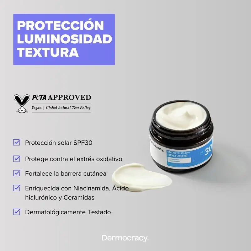 Dermocracy Smooth Glow Spf3O Moisturizer 1%.