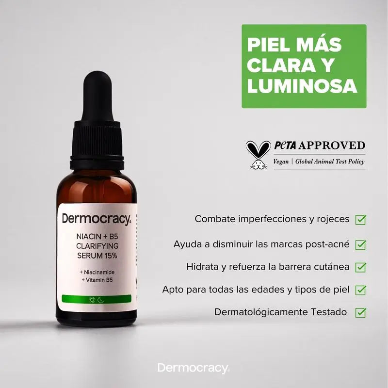 Dermocracy Niacin +B5 Sérum Clarifiant 15% Niacinamide + Vitamine B5 , 30 Ml