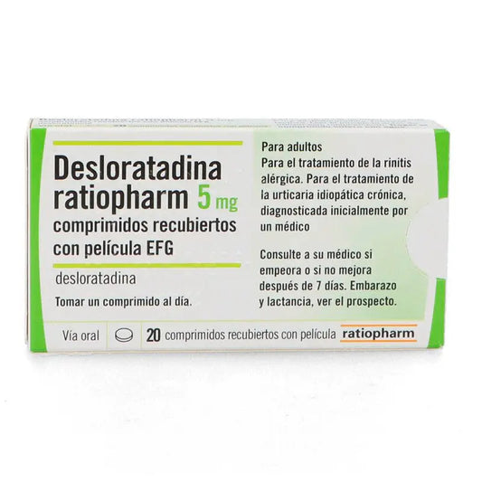 Desloratadine Ratiopharm 5 mg, 20 Film-coated Tablets