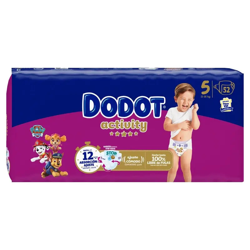Dodot Activity Taille 5 (12-16 Kg), 52 couches