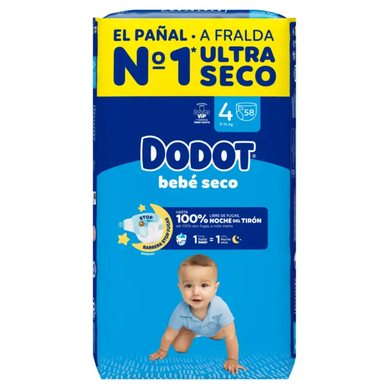 Dodot Baby Dry Taille 4 (9-14 Kg), 58 couches