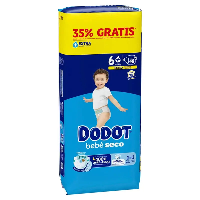 Dodot Dry Baby Taille 6+ (+14 Kg), 48 couches