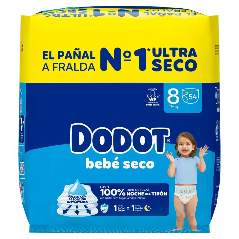 Dodot Bebé-Seco Size 8, 54 nappies