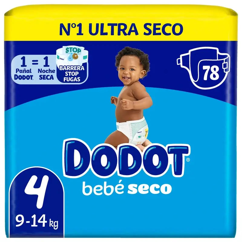 Dodot Baby Dry Taille 4 (9-14 Kg), 78 couches
