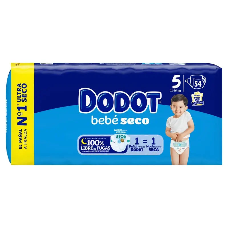 Dodot Baby Dry Taille 5 (11-16 Kg), 54 couches