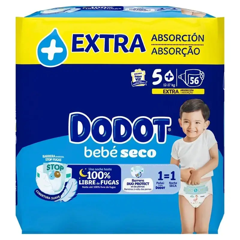 Dodot Baby Dry Baby Taille 5 Extra Jumbo, 2x56 Couches