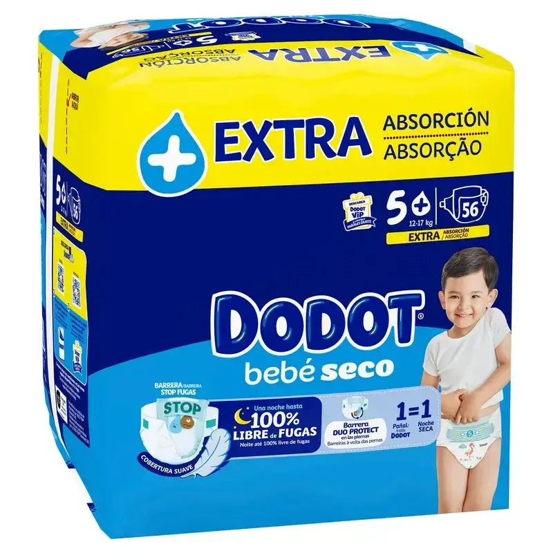 Dodot Baby Dry Baby Taille 5 Extra Jumbo, 2x56 Couches