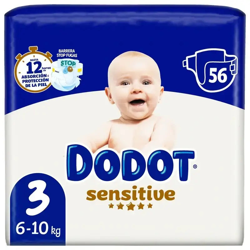Dodot Sensitive Taille 3 (6-10 Kg), 224 couches