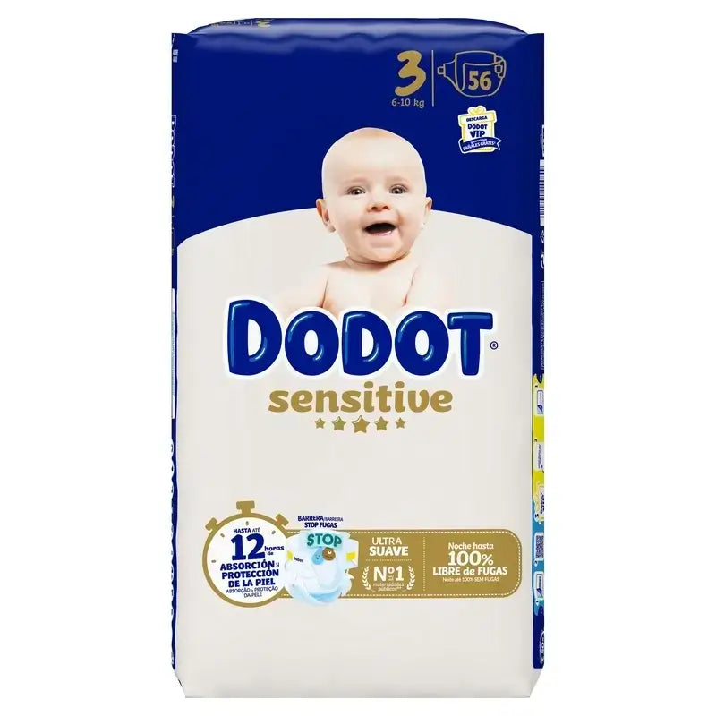 Dodot Sensitive Taille 3 (6-10 Kg), 224 couches