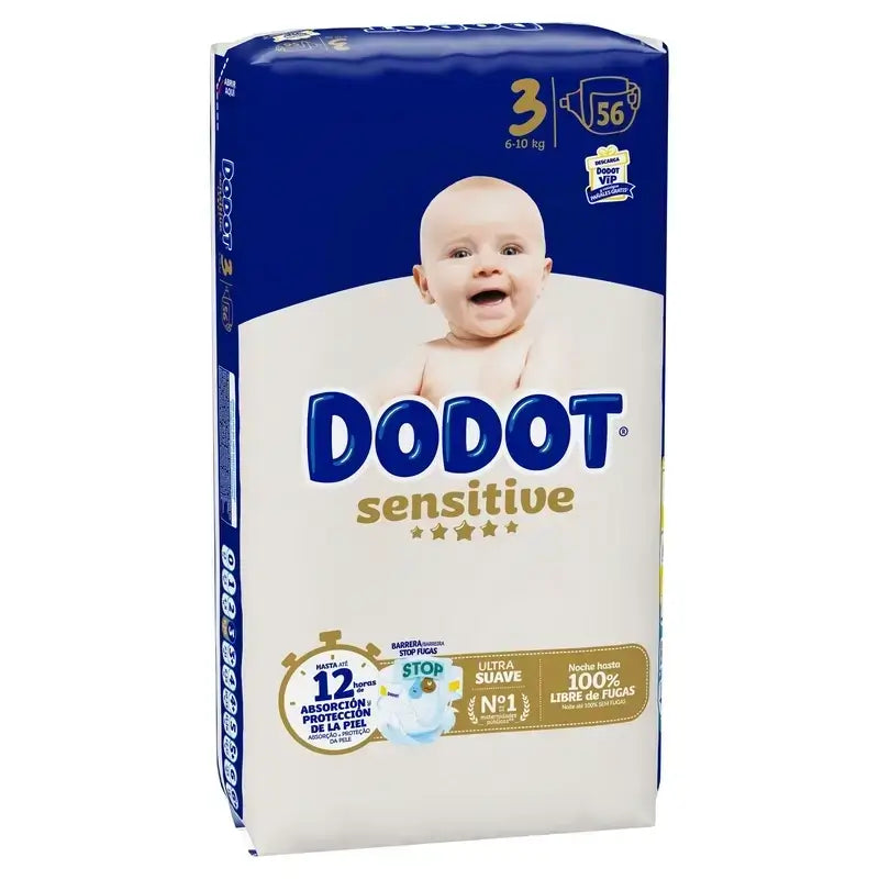 Dodot Sensitive Taille 3 (6-10 Kg), 224 couches
