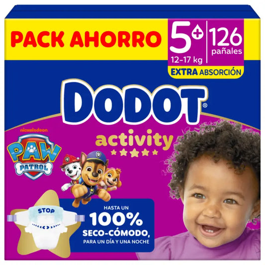 Dodot Activity Taille 5+, 12kg-17kg, 126 couches
