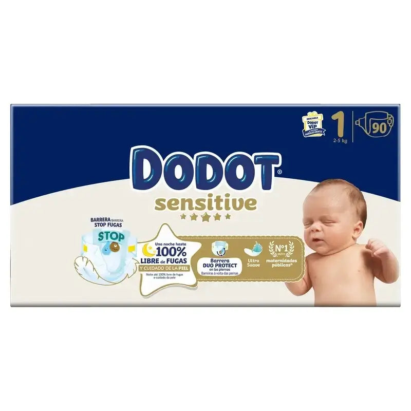 Dodot Sensitive Jumbo Sensitive Nappy Pack Taille 1, 2x90 unités
