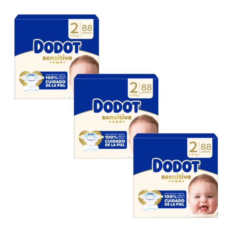 Dodot Sensitive Jumbo Sensitive Nappy Pack Size 2 , 3X88 Units