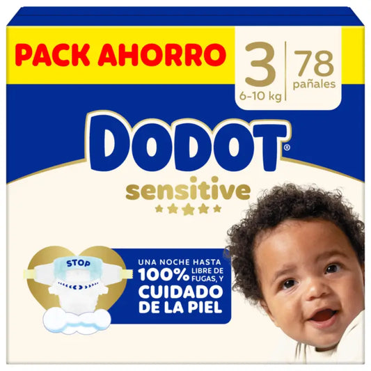 Dodot Sensitive Taille 3, 6kg-10kg, 78 couches