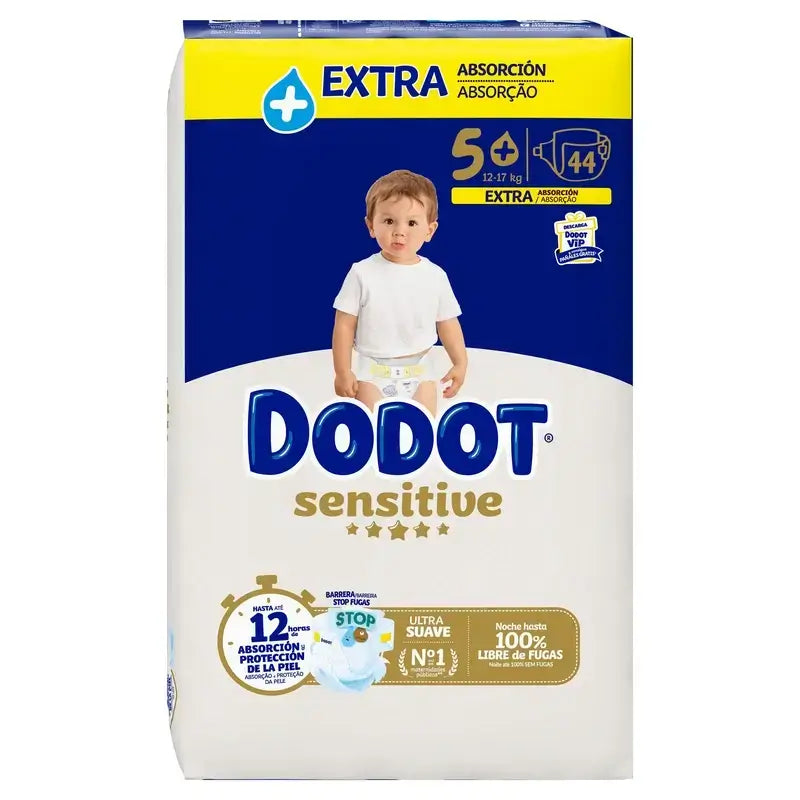Dodot Sensitive Extra Jumbo Taille 5, 88 couches + Dodot Pure Aqua 288 Lingettes